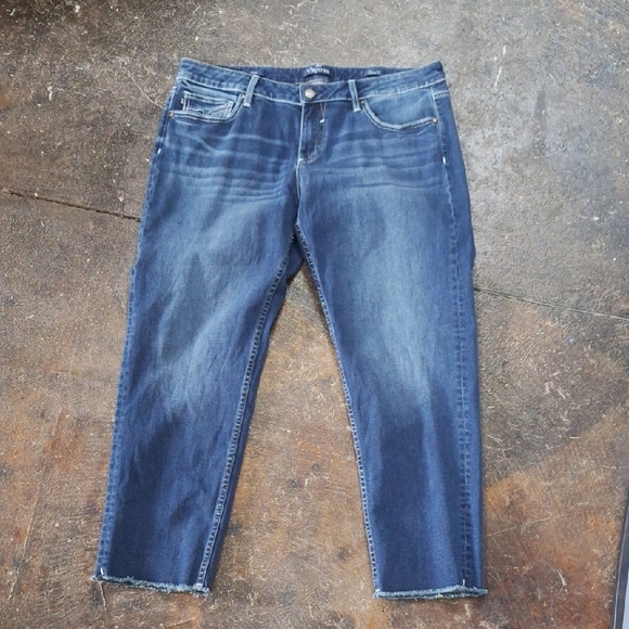 Vigoss Denim - Blue Cropped Ankle Jeans with Raw Hem